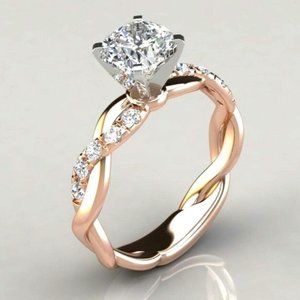 Beautiful 14k Rose Gold 925 Silver 1+ct Diamond Solitaire
